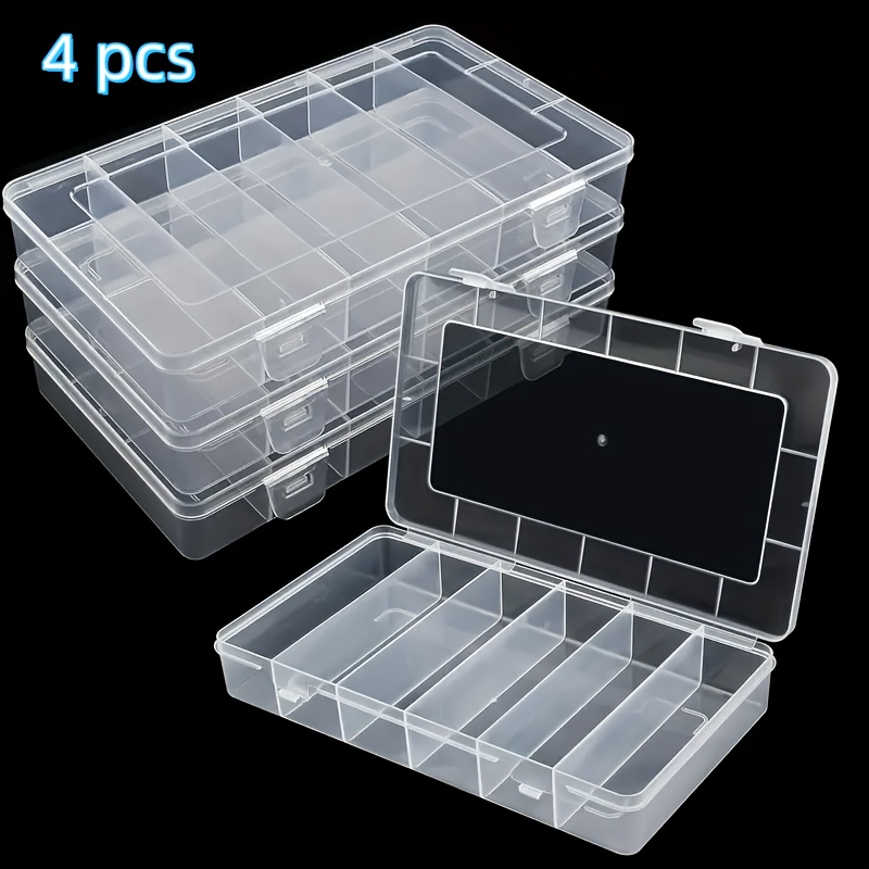 Image of 2/4pcs 6 Compartment Storage Box, Plastic Storage Box, Jewelry Storage, With Adjustable Dividers, Transparent Storage Box, Suitable For Bead Crafts, Fishing Gear Jewelry Storage, Home Storage