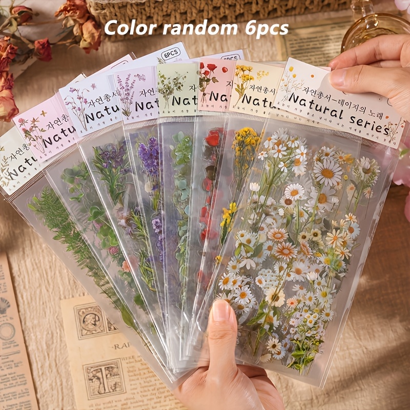 

Plant Retro Plant Notebook Diy Decorative Stickers 1pc 6pcs, Winter, New Year