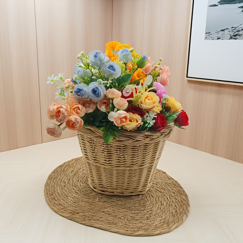 Bicycle Front Basket, Easy to Install with Adjustable Straps, Compatible with Cabinets, Boxes, Outdoor Storage Racks, Flower Baskets, Woven Pattern, Securely Fastened, Storage Solution, Commuting Essential, Storage Basket, Bohemian Nordic Style