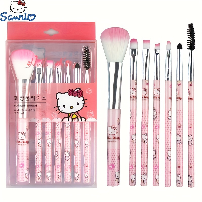 

Hello Kitty 7-piece Makeup Brush Set, Pink Cosmetic Brushes Including Foundation & Lip Brush, Cartoon Character Design, Gift Boxed, Suitable For Makeup Enthusiasts And Kitty Fans