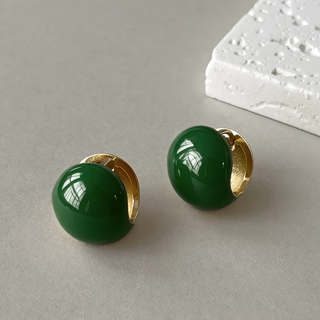 TEMU 1 di Orecchini a con Clip per Orecchio da Donna, Design Sfera , Verniciatura Enamel a Facile, Elegante Retro Francese, Lusso Premium, per ,
