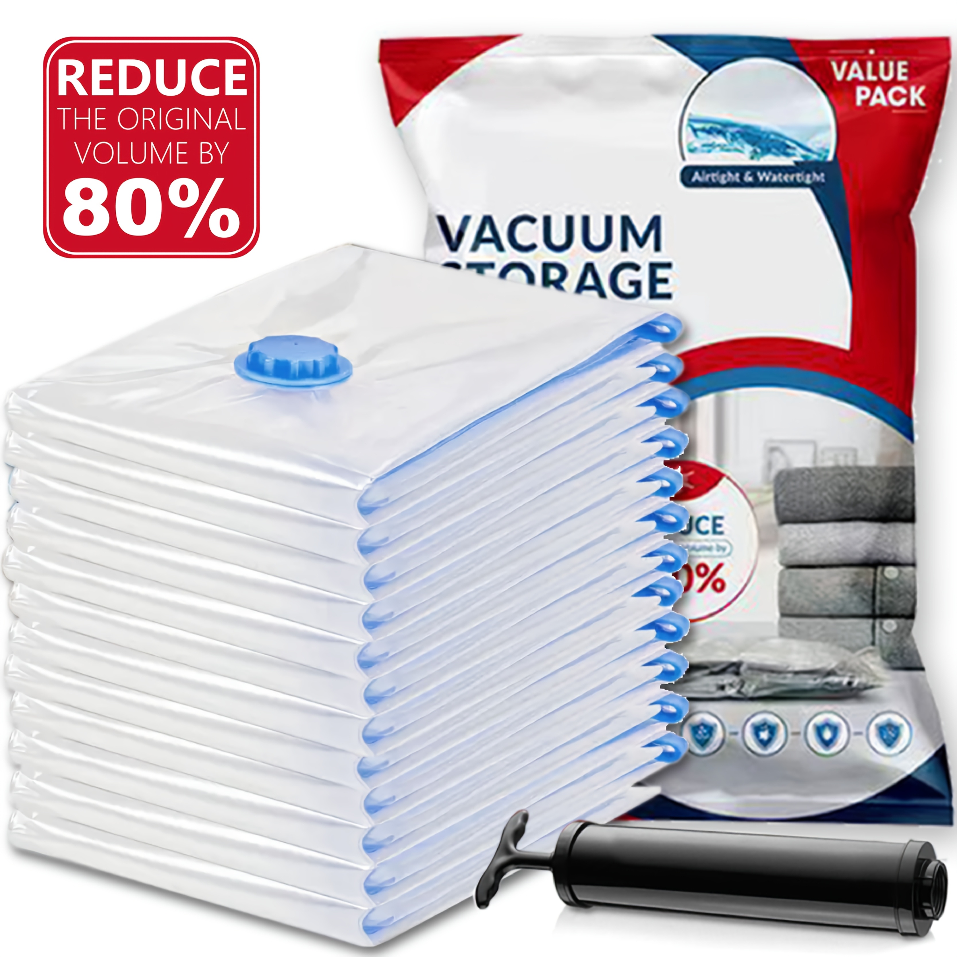 

12pcs Vacuum Storage Bags, Space Saving Bags 3 Extra Large/3 Large/3 Medium/3 Small, For Compressing Quilts And Blankets, Sealed Clothes Storage, With Manual Pump