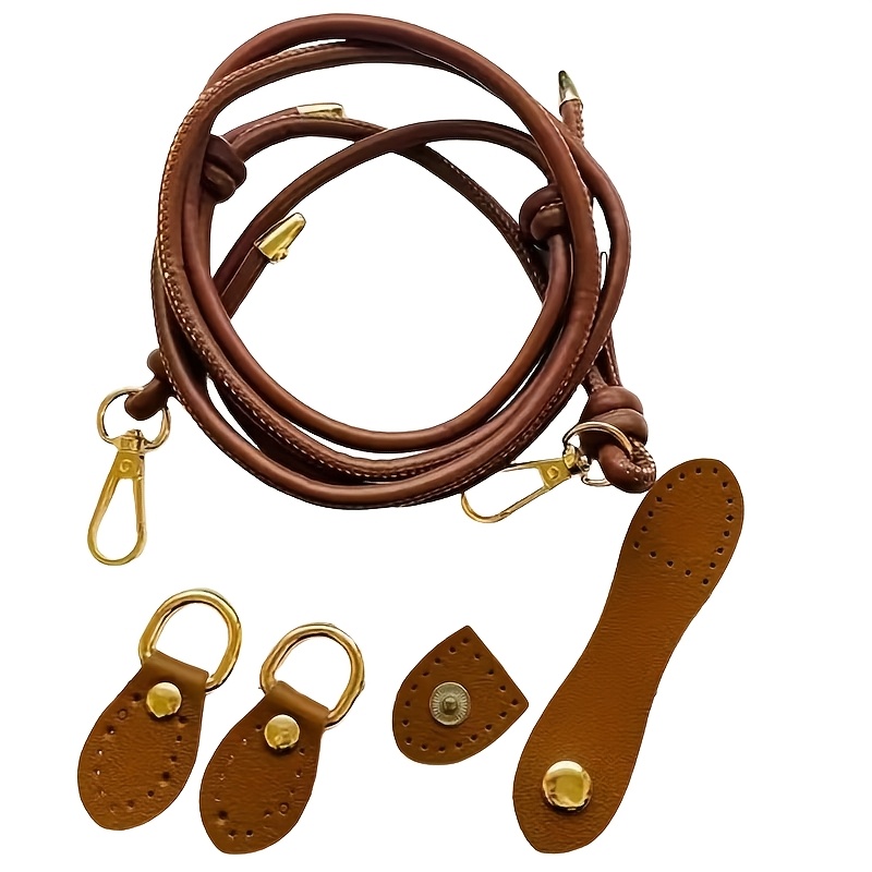 Image of Five-piece Knitting Bag Accessory Set, Wallet Making Kit, Adjustable Faux Leather Fasteners, Gourd-shaped Buckles, Stylish Faux Leather Shoulder Straps, Wallet Making, Diy Wallet Making