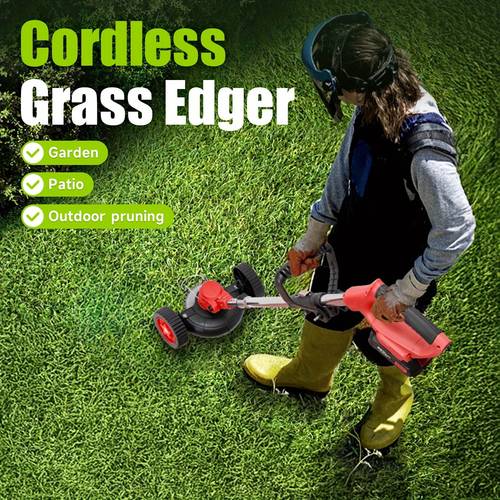 cordless lawn mower with 2 x 1500mah batteries 3 interchangeable blades lightweight portable lawn mower for yards driveways ideal for professionals garden maintenance ergonomic metal construction