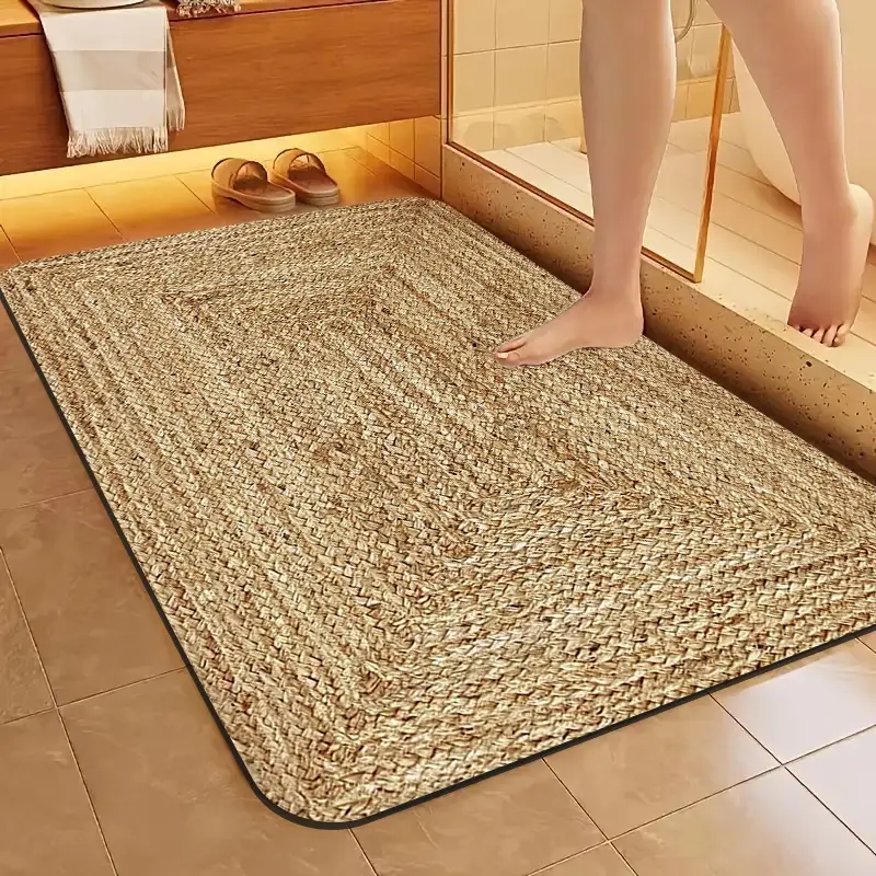 1pc diatomite bath mat retro texture print design quick dry non slip absorbent floor mat soft and comfortable for bathroom shower room laundry room bedroom doorway kitchen rug rv bathroom Product details 0