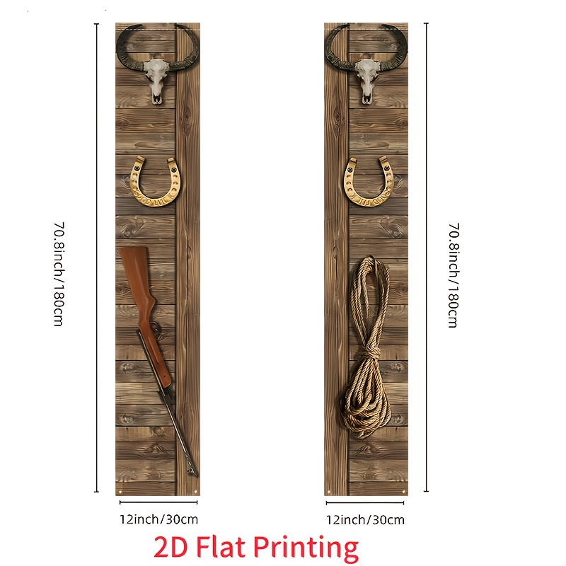 TEMU 2d Flat 2 Pieces, Western Cowboy Porch Banner Logo, Cowboy Themed Decoration Hanging Banner Flag, Festival Party Farmhouse Decoration Home