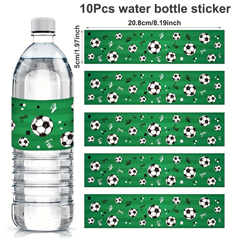 10pcs Soccer Themed Bottle Stickers - Rectangular Celebration Labels For Bottles, Labels|gift Wrapping Labels, Sport Football Themed Decals For Birthday Party Decorations