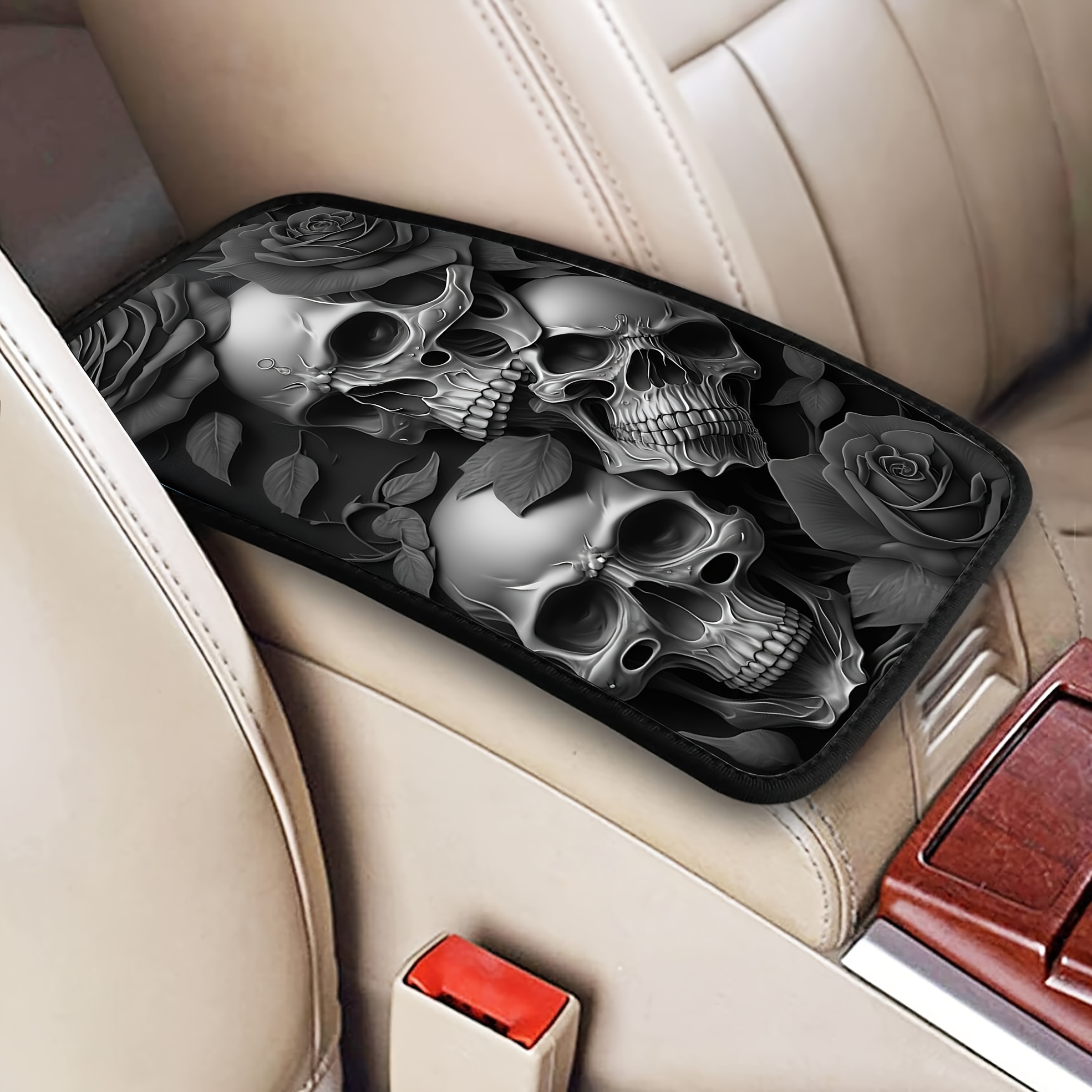 

Rose Design Car Armrest Cushion - 12.6x7.5 Inch, Rubber, Stylish Center Console Pad For Sedans, , Suvs, And Trucks, Car Armrest Cover