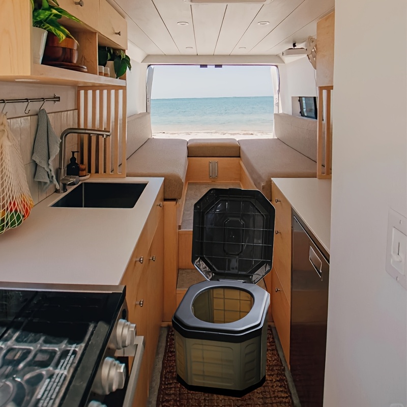 Multi-Functional Portable RV Toilet & Folding Trash Can for Camping