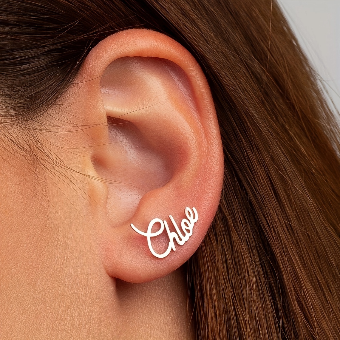 TEMU Elegant Custom Name Earrings- Stainless Steel, Personalized And , Suitable For Casual Wear- Chic Women's Jewelry In English Only