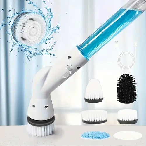 1 2 sets 6 brush electric spin scrubber cordless rechargeable adjustable all purpose cleaning for bathroom kitchen tile shower car solution