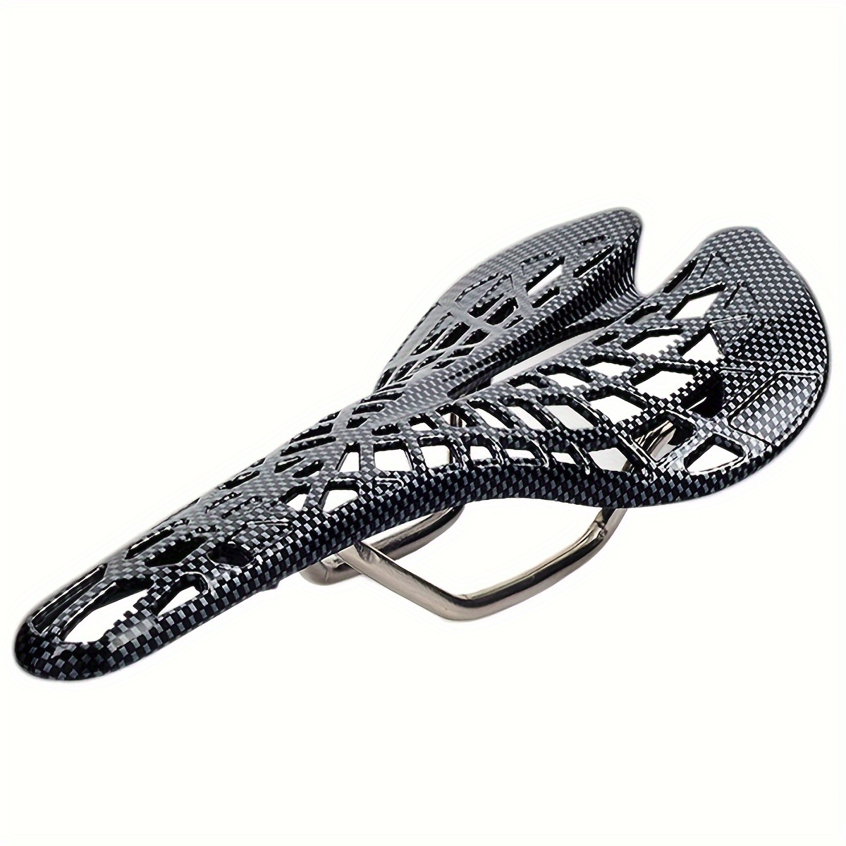 TEMU Breathable Carbon Fiber Bike Seat - Comfortable Spider Cushion For Mountain & Road Cycling, Black