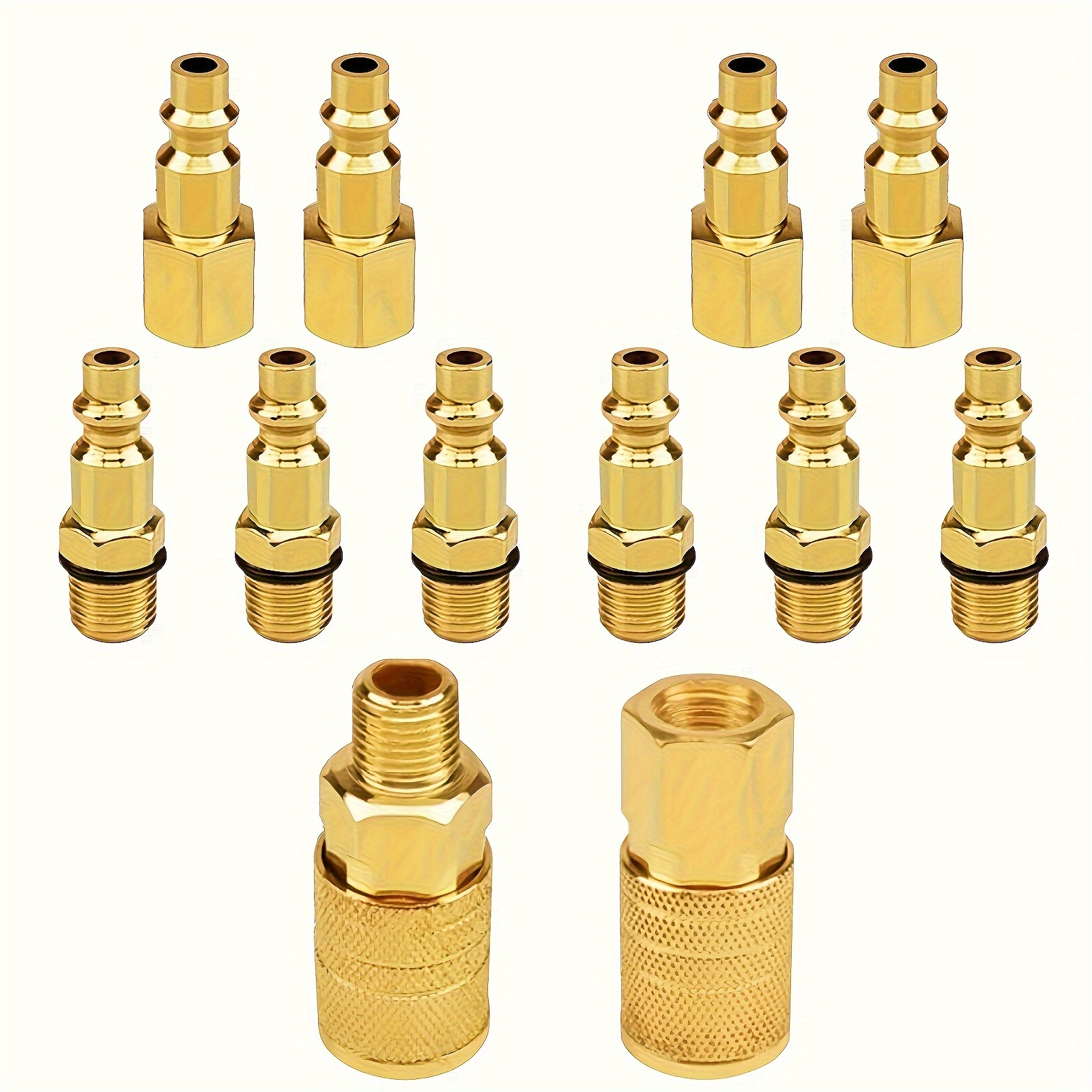 

12pcs Industrial-grade 1/4" Npt Air Compressor Connector Kit - Copper-plated Steel Quick Connect Couplers & Plugs, , Leak-proof For Pneumatic Tools & Hoses