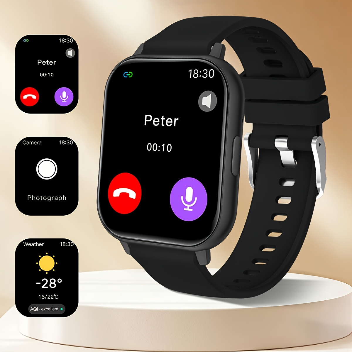 Image of Smart Watch Suitable For Teenagers, 1.83" Full Screen, Multi-language, Wireless Calling, Weather Forecast, Music , Message Reminder, Compatible With And Ios, Ideal For Birthday Gifts