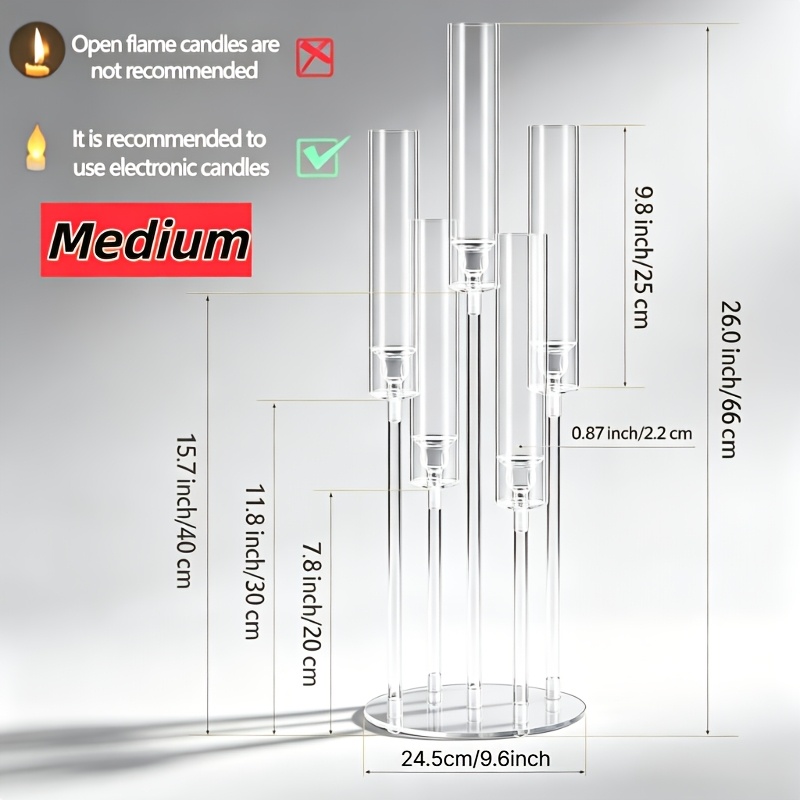TEMU 1pc 1pcs 5-arm Transparent Acrylic Candle Holder Suitable For Wedding, Valentine's Day, Christmas, Halloween - Modern Table Centerpiece With &