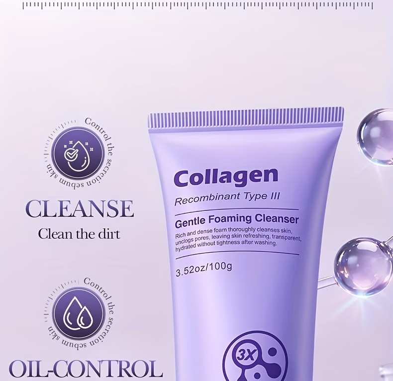 3 53oz collagen gentle foaming cleanser oil and cool and not tight after washing clean the skin moisturizing dry skin Product details 4