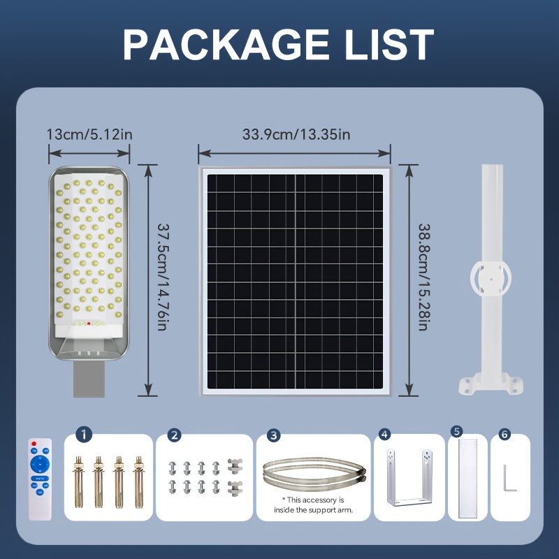 TEMU 1 Oversized Solar Led Street Light, Powerful Outdoor Courtyard Light, With Remote Control, Aluminum Alloy Shell, Large Capacity 18000mah, Ip65,
