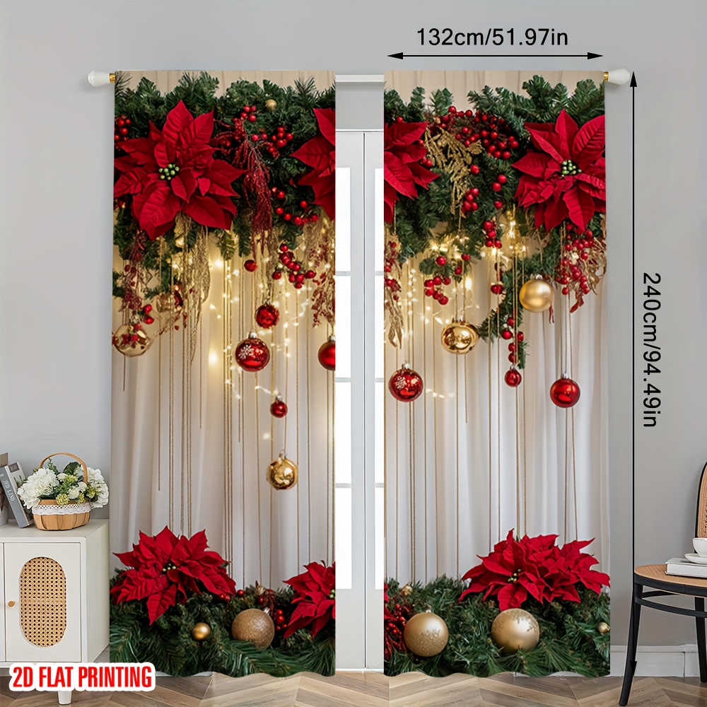 TEMU 2D Flat - 2D Flat - 2D Flat, Set Ghirlande Natalizie con Stampa Naturale, Design per Installazione con a Bastone, Ideali per Sale da , Balconi