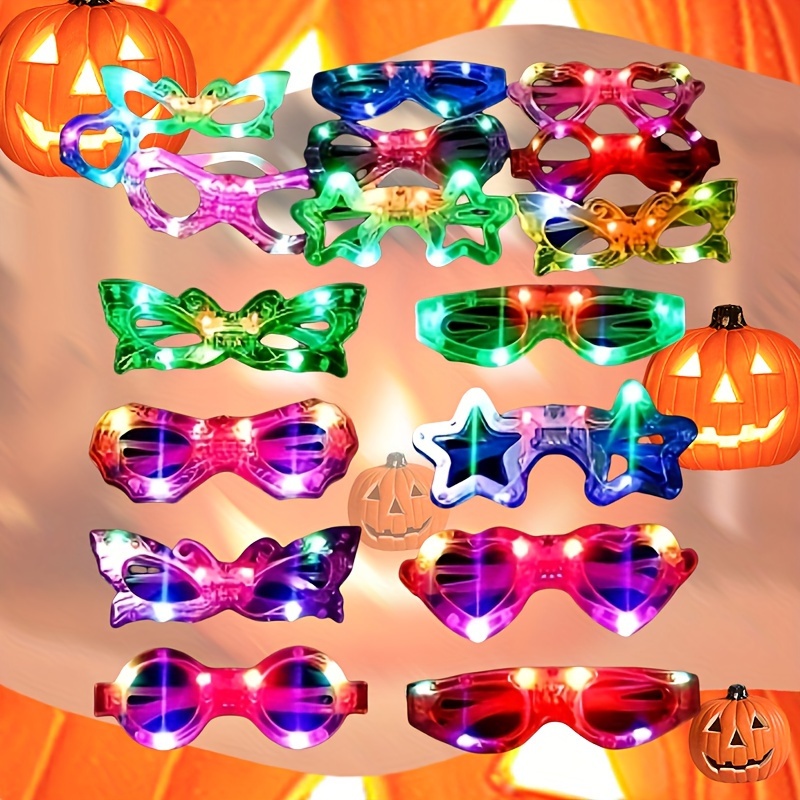 

24 Packs Of Led Glasses, Glow In The Dark Party Supplies 6 Shapes Glasses Round -shaped Flashing Replaceable Battery Suitable For Halloween Christmas Gift