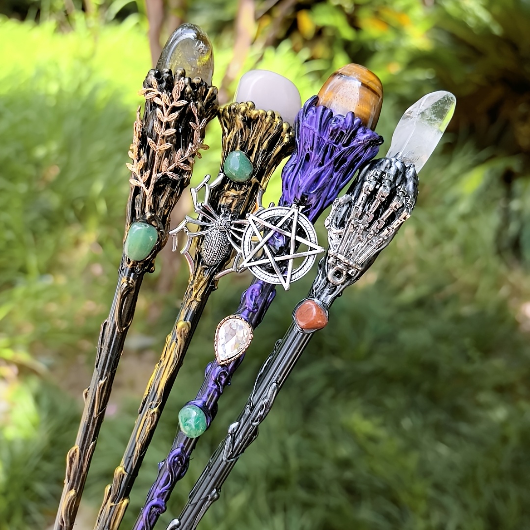 WAVRDLY Light-Up Wizard Staff Wand - 129cm Black Magic Wand For Halloween, Cosplay & Theme Parties (Detachable, Green Light)-462603