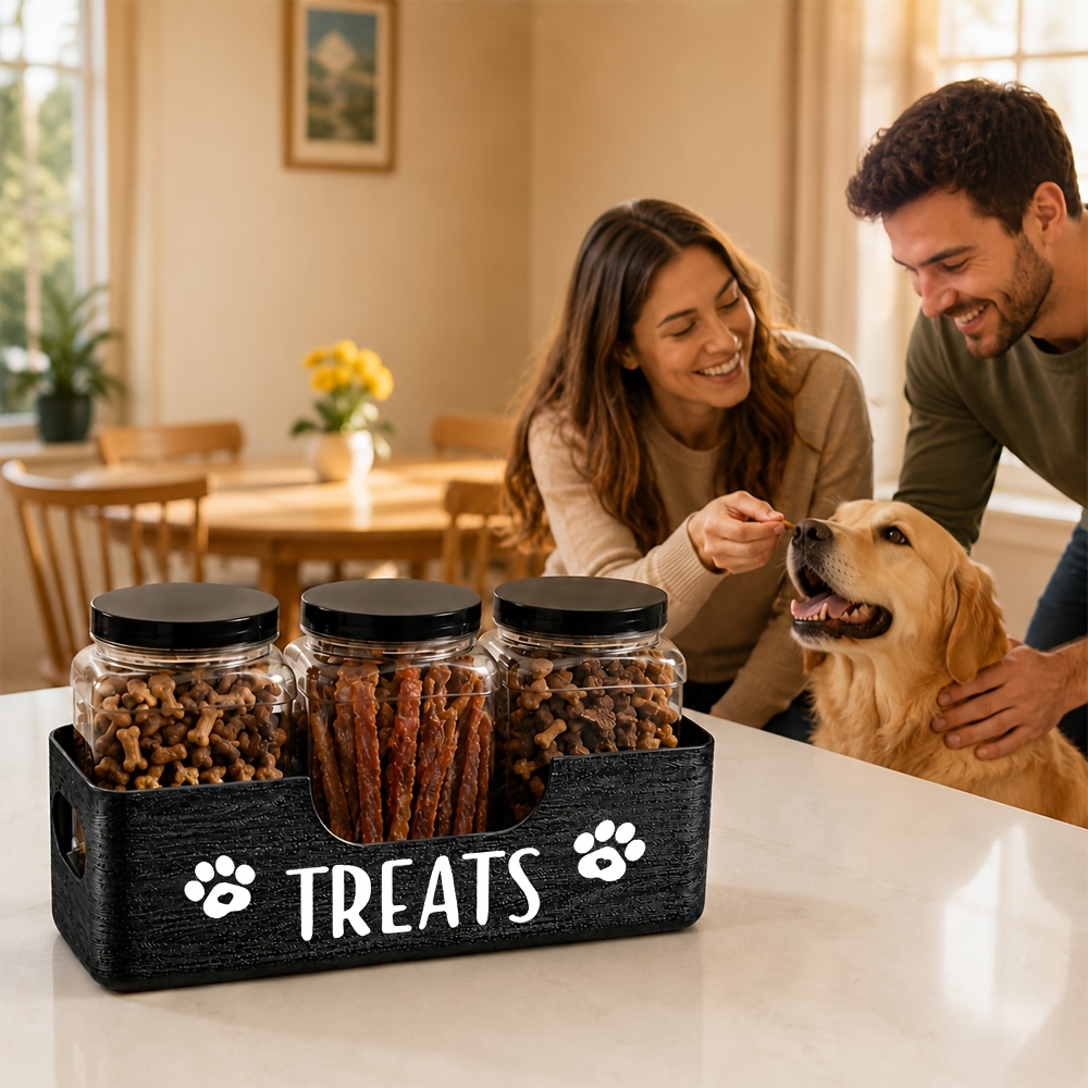 TEMU A Set Of Boxes With 3 Airtight Plastic Cans And Dog Food Storage Cans - Specifically Designed For Organizing Cat And Dog Food, Desktop Pet Treat