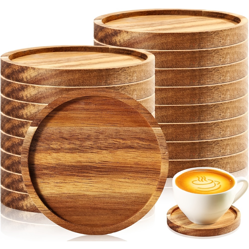 

4/8pcs Of Pine Coasters, 4.72x 0.59inch (. 12 X 1.5cm) Round Coasters, Suitable For Table Decoration, Bar Coaster Gifts, Coffee Table Coasters