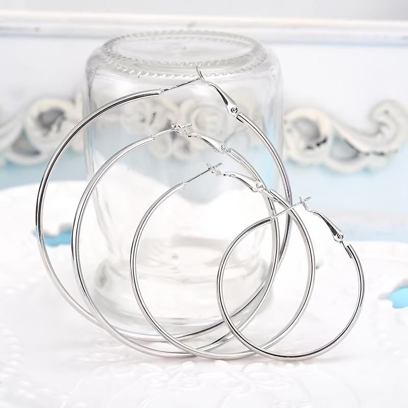 Metal Hoop Earrings Round Studs Various Sizes Classic