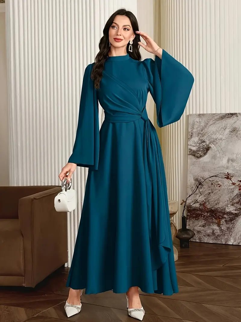 * Edition - Elegant Solid Color Puff Sleeve Arabic Style Dress, Autumn Long Evening Gown Apparel, Shoes, Boots, and Jewelry... Women's Dress * Edition - Elegant Solid Color Puff Sleeve Arabic Style Dress, Autumn Long Evening Gown Apparel, Shoes, Boots, and Jewelry... Women's Dress