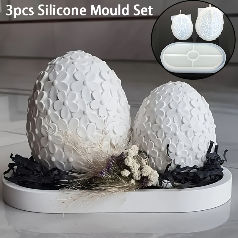 

3pcs Silicone Mold Set - Colorful Silicone Molds For Easter Eggs, Diy Egg Flower Silicone Mold Set, Oval Silicone Molds For Crafting And Decoration.