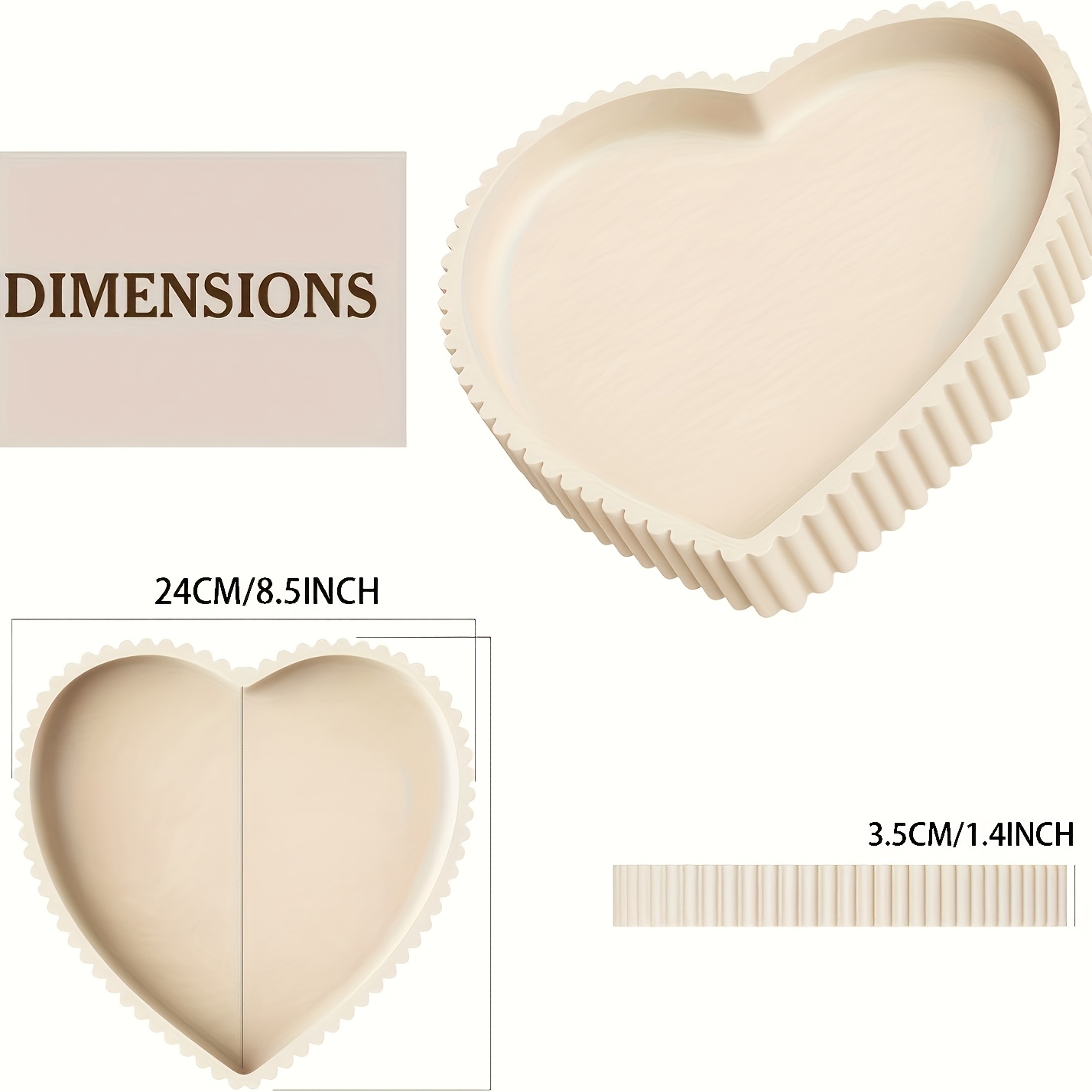 Image of Wood Decorative Tray For Coffee Table Decor Concrete Heart Shape Tray Home Decor Ottoman Tray For Living Room Decorative Trays Coffee Table Centerpiece (non-food Contact)