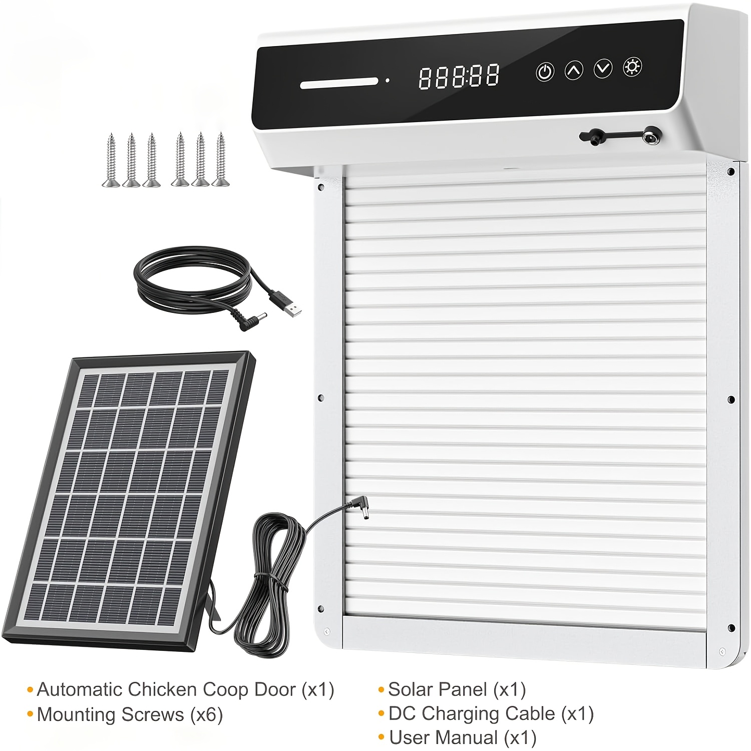 TEMU Automatic Chicken Coop Door Solar Energy, Featuring A Timer And Light Sensor, Made From Durable Aluminum Alloy With An Anti-pinch Design, 5000