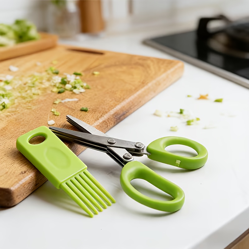 TEMU Stainless Steel Three-tier Kitchen Shears - Heavy-duty Multifunctional Food-grade Safety Scissors, Suitable For Cutting, Slicing, Vegetables And Seaweed, With Ergonomic Handle Kitchen Shears