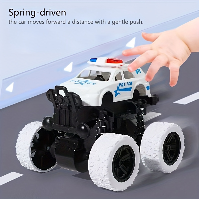 Police Car Rotatable Four-Wheel Drive Inertial Stunt Off-Road Vehicle Model Children'S Toy Boy Toy Car Stall Toy Inertial Off-Road Vehicle Toys Super Resistant Climbing, As Halloween Gift for Winter