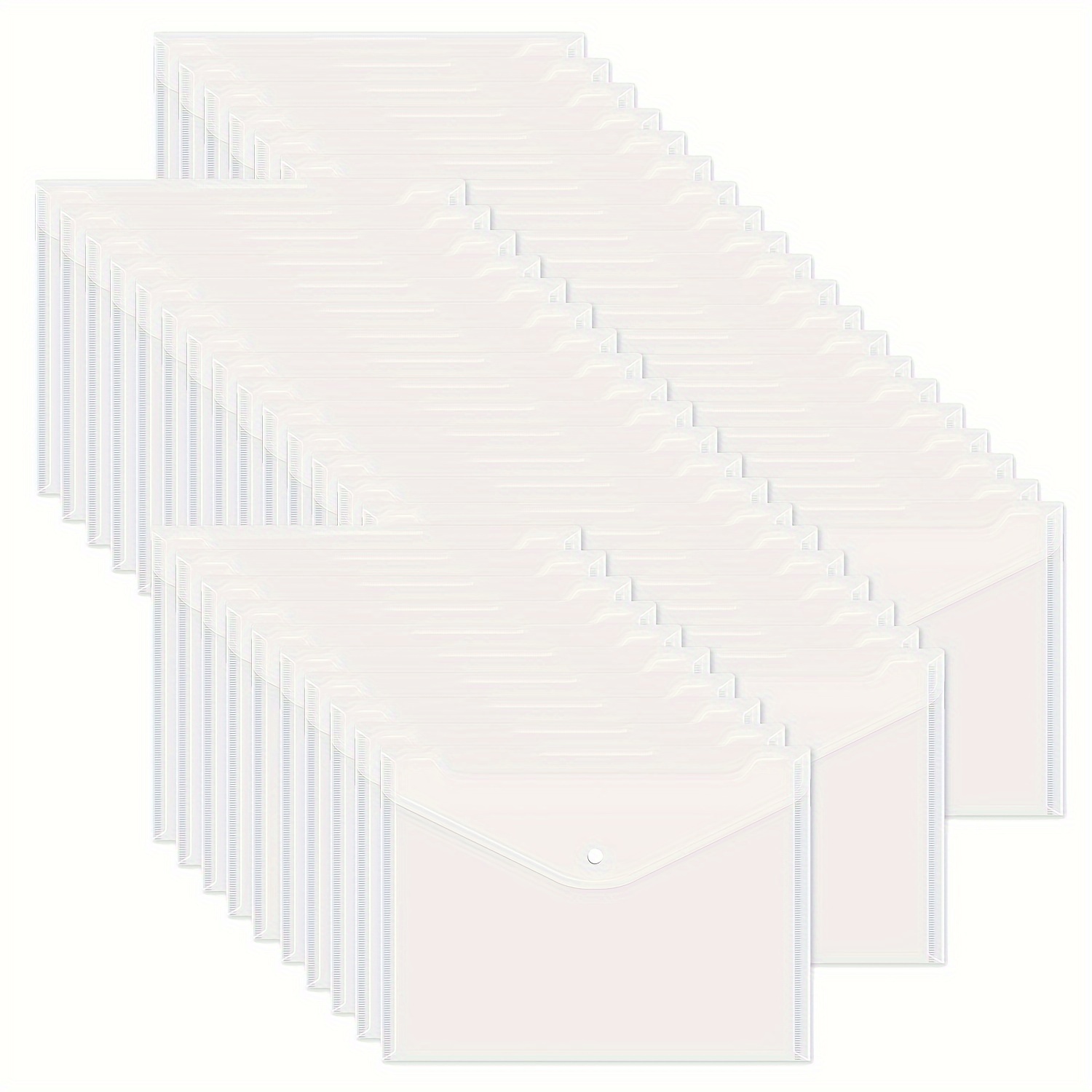 

50pcs Plastic Envelopes With Button Snap Closure, Clear Plastic Poly Envelope, Folders For Documents, Waterproof Plastic File Folder, Letter Size, A4 Size, For Office Supplies, 9.6x12.8 Inches