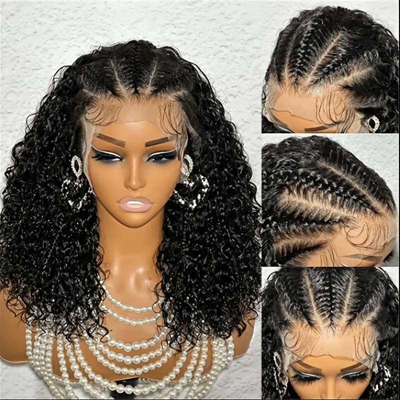 TEMU Perruque Bob Courte Noir Naturel de 14 Pouces pour Femmes et Hommes, Boucles Courtes et Serrées Crépues Torsadées avec Dentelle Frontale 13x4x1,