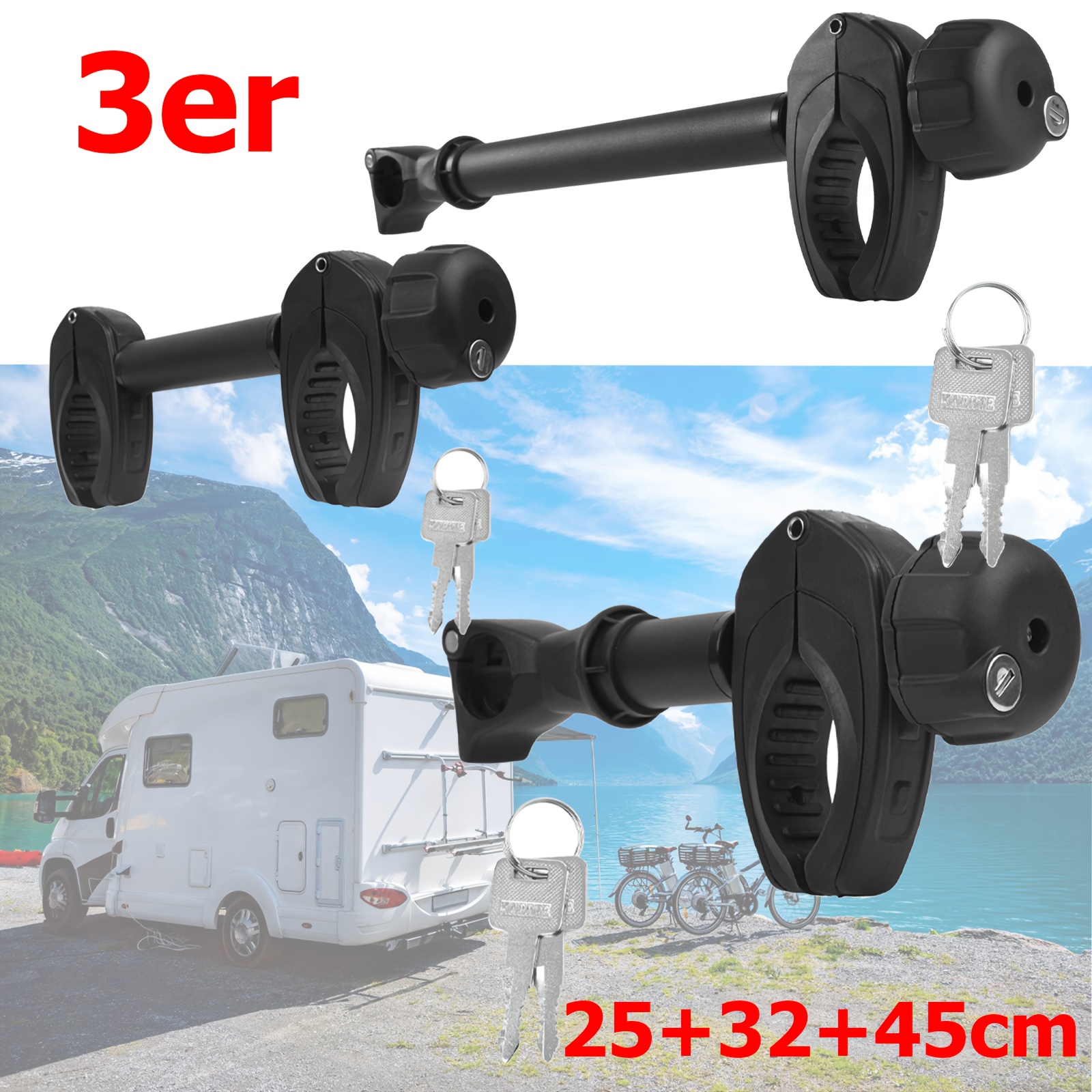 E-shop 3-in-1 Fahrradträger-Gestellhalter-Set (25+32+) – Rahmenhalter für Fahrradträger, Fahrradträger-Halterung, Fahrradzubehör, Fahrradhalterung