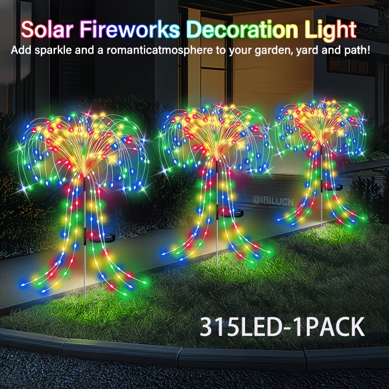 TEMU 125/315 Led Spring Outdoor Solar Fireworks Light Ip65, 8 Suitable For Party Fairy Fairy Tale Atmosphere Light, Easter, , Day, Camping, Party,