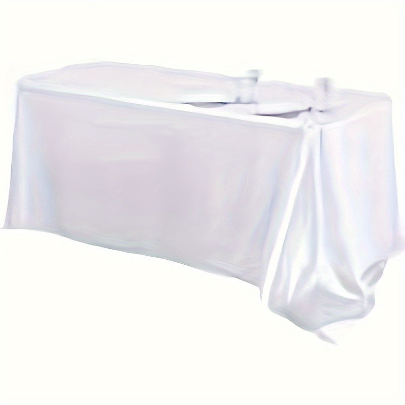 

Elegant Pure White Satin Tablecloth - Rectangular, Polyester, Perfect For Dining & Wedding Parties