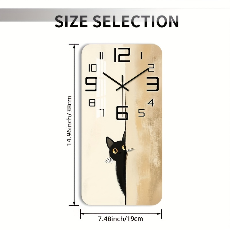 TEMU 1pc Non-ticking Wooden Wall Clock - Minimalist Black , 2d Flat Rectangular Battery Operated (1 Aa Not Included) For Office, Conference Room,