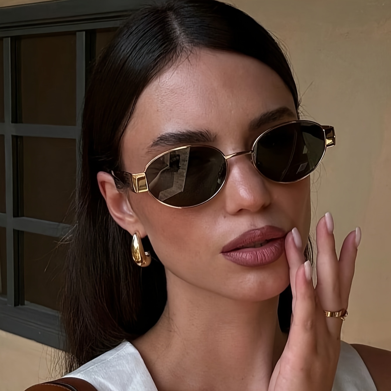 1PC Vintage Oval Fashion Glasses For Women Small Metal Frame Fashion Glasses Amazon.com: SUNBSR Retro Oval Sunglasses for Women Men 90s  main image 4