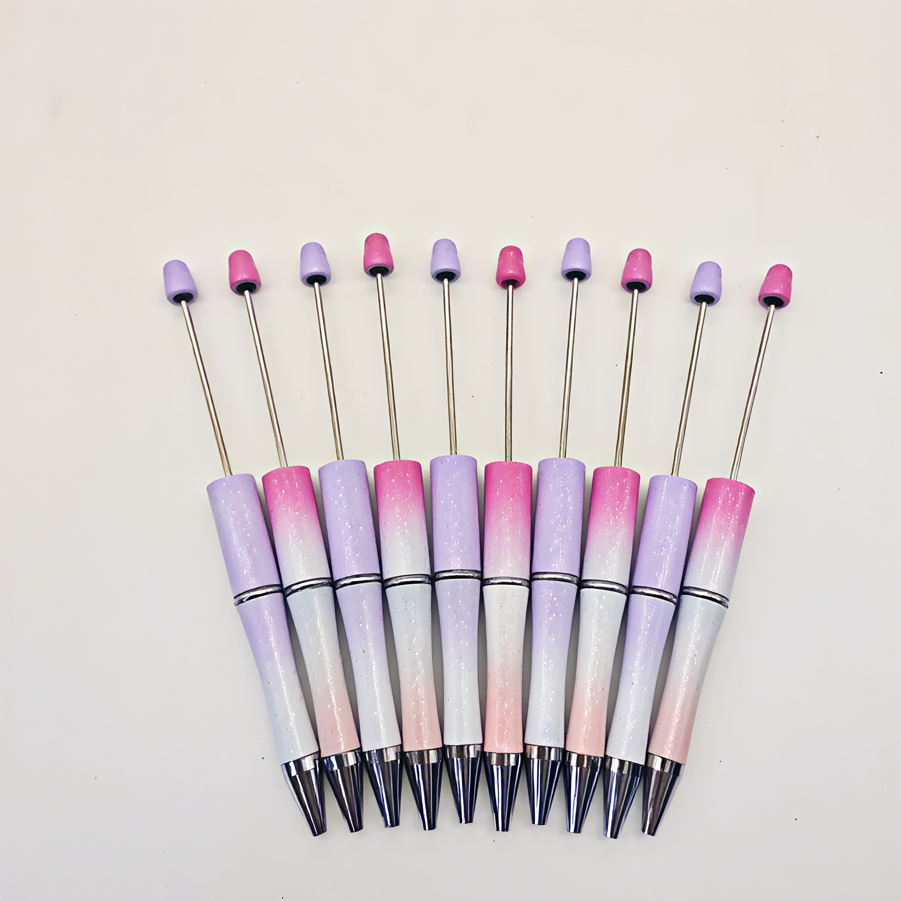 Image of 10pcs Pearl Gradient Colored Bead Decorated Ballpoint Pens, Exquisite Gift Pens For Holidays, Parties, Back To School, Anniversaries, Office And Study Supplies, Writing Tools, Black Ink Refill.