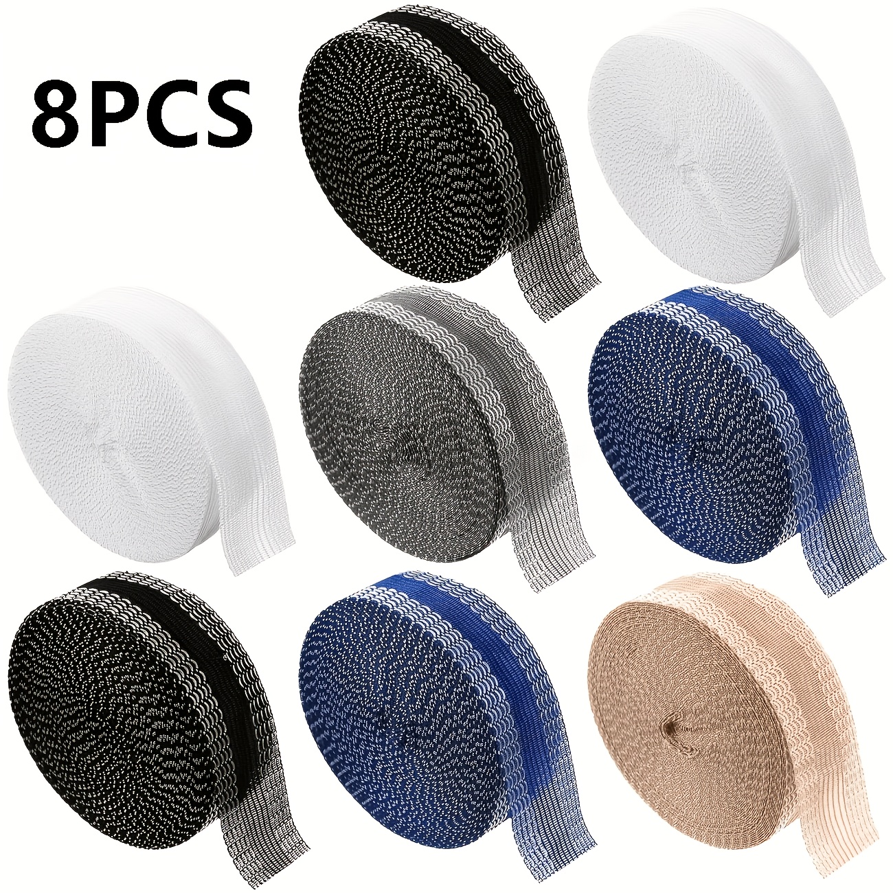 TEMU 1 Set Of 8pcs Seamless Edge-binding Tapes, Self-adhesive Fabric Patches, Very Suitable For Pants, Jeans, And Trousers - For Edging, Durable