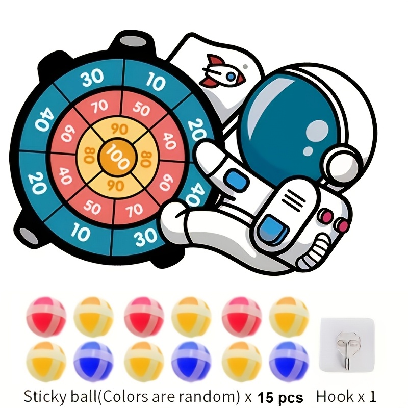 Image of 16pcs (15 Balls + 1 Board) Fun Astronaut-shaped Throwing Sticky Balls Set | Cute Toys For Kids, Back-to-, Indoor And Outdoor Party Games, Parent-child | Perfect Birthday Or Halloween Gifts