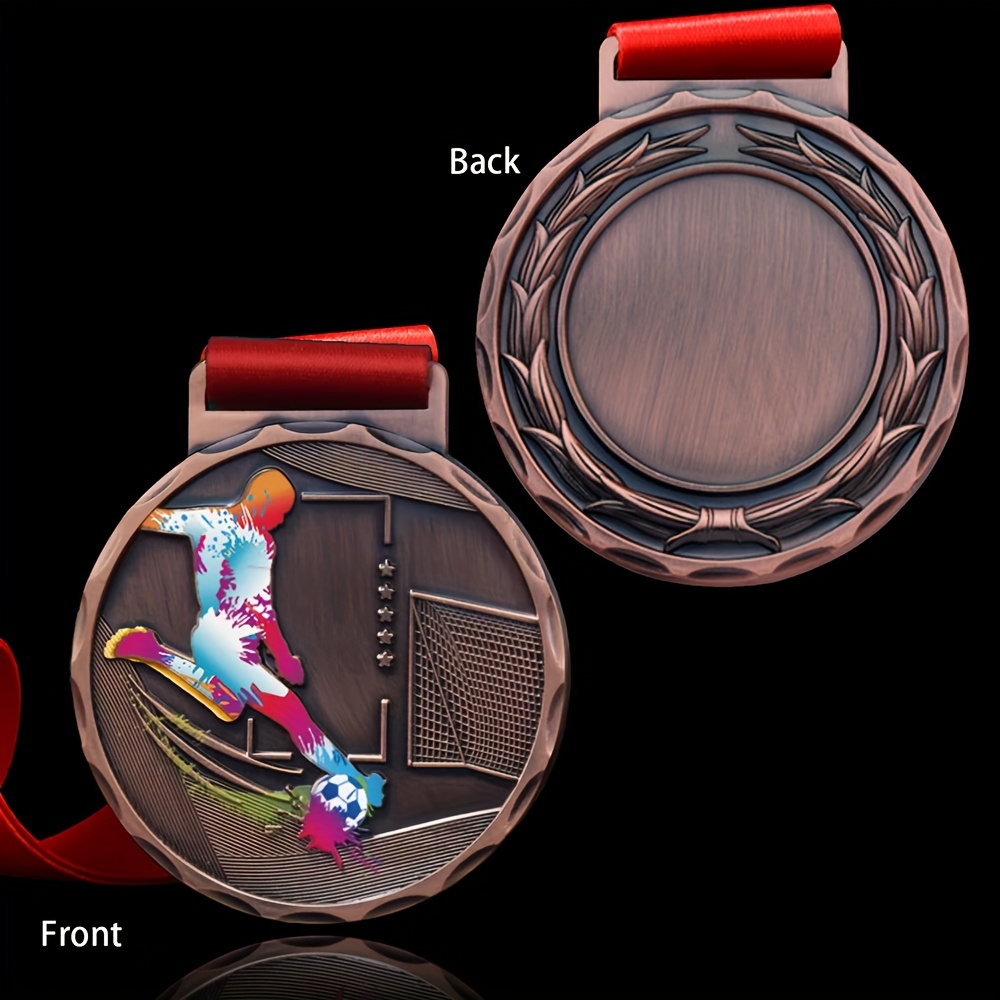 TEMU Easy Personalized Custom Metal Football Pendant, Golden, Silver, Bronze Medals, Alloy Material, Competition Medals, Football Event Commemorative
