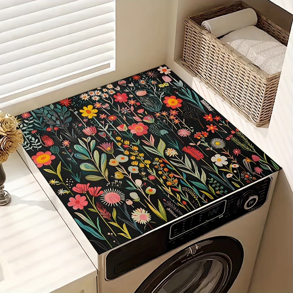 

1pc, Dish Drying Pad, Colorful Floral Pattern Washing Machine Cover Mat, Countertop Absorbent Pad, Washstand Drain Mat, Soft Faucet Absorbent Mat, Kitchen Accessories, Bathroom Accessories