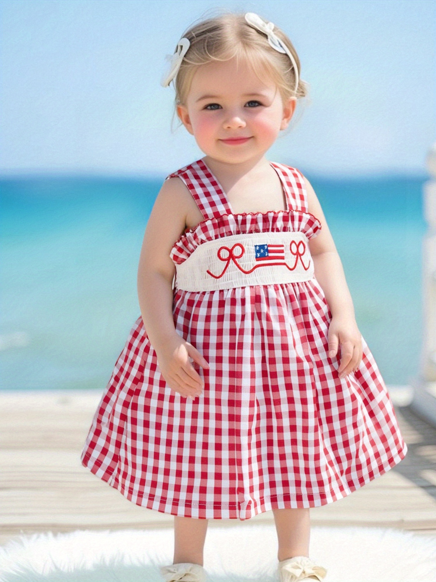 Robe Sans Manches Bébé Fille 2 Ans - Imprimé écossais Marron/rose/rouge Baby Gap | Occasion Très Bon état