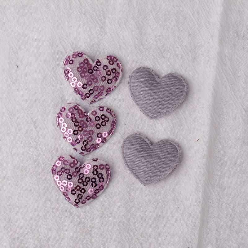 40pcs Colorful Sequined Cloth Love Heart Appliques