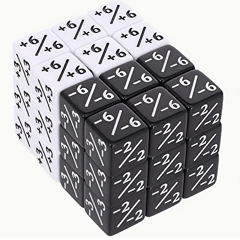 TEMU Ensemble de 12 dés (6 dés D6 noirs et 6 dés D6 blancs) avec marqueur à , jeu de table - Compteur réutilisable et durable