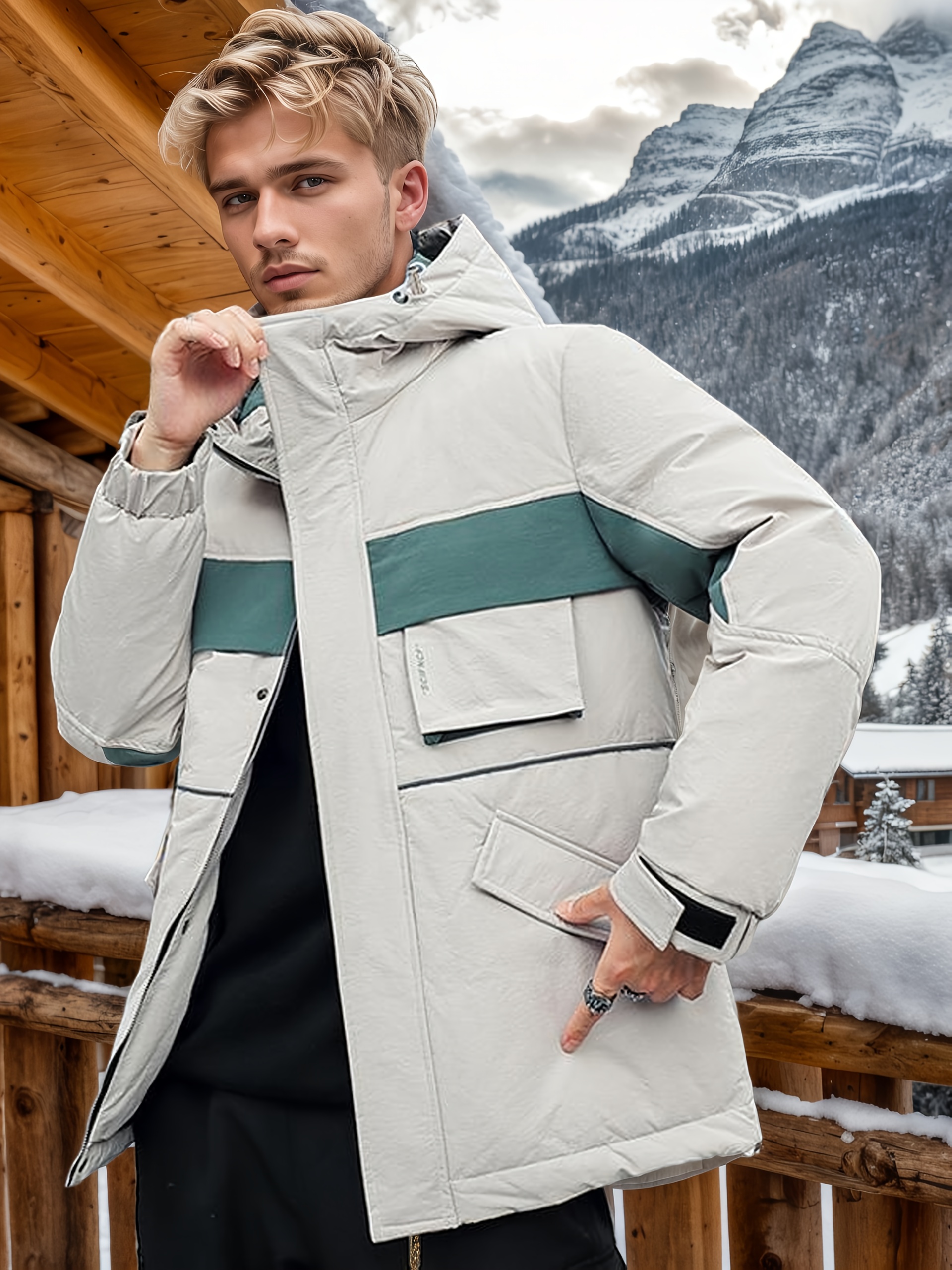 Men's Autumn/Winter Hooded White Duck Down Jacket