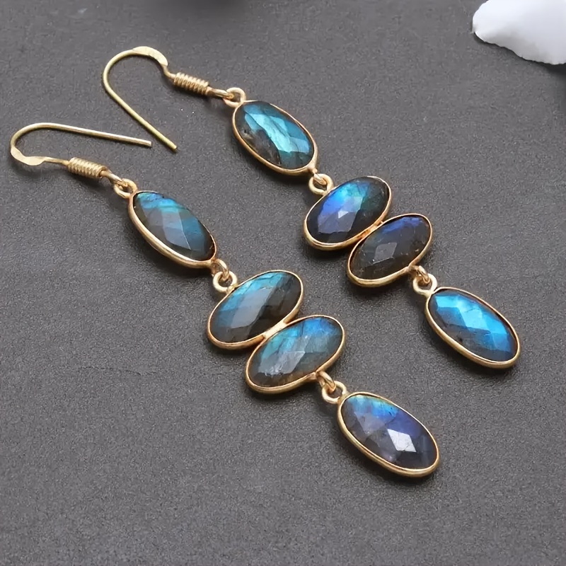 TEMU European And American Popular Bohemian Retro Ethnic Style Party Jewelry Gifts Geometric Long Pendant Earrings
